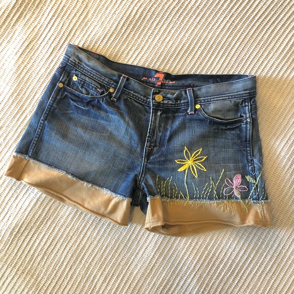 Custom embellished Seventh jeans shorts